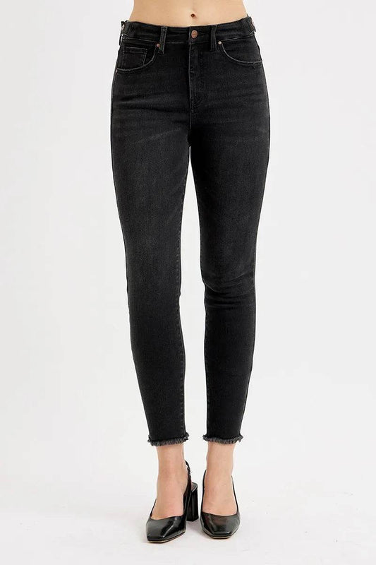 RISEN Full Size Tummy Control High Rise Adjustable Waist Skinny Jeans Plus Size - Rosa Apparel