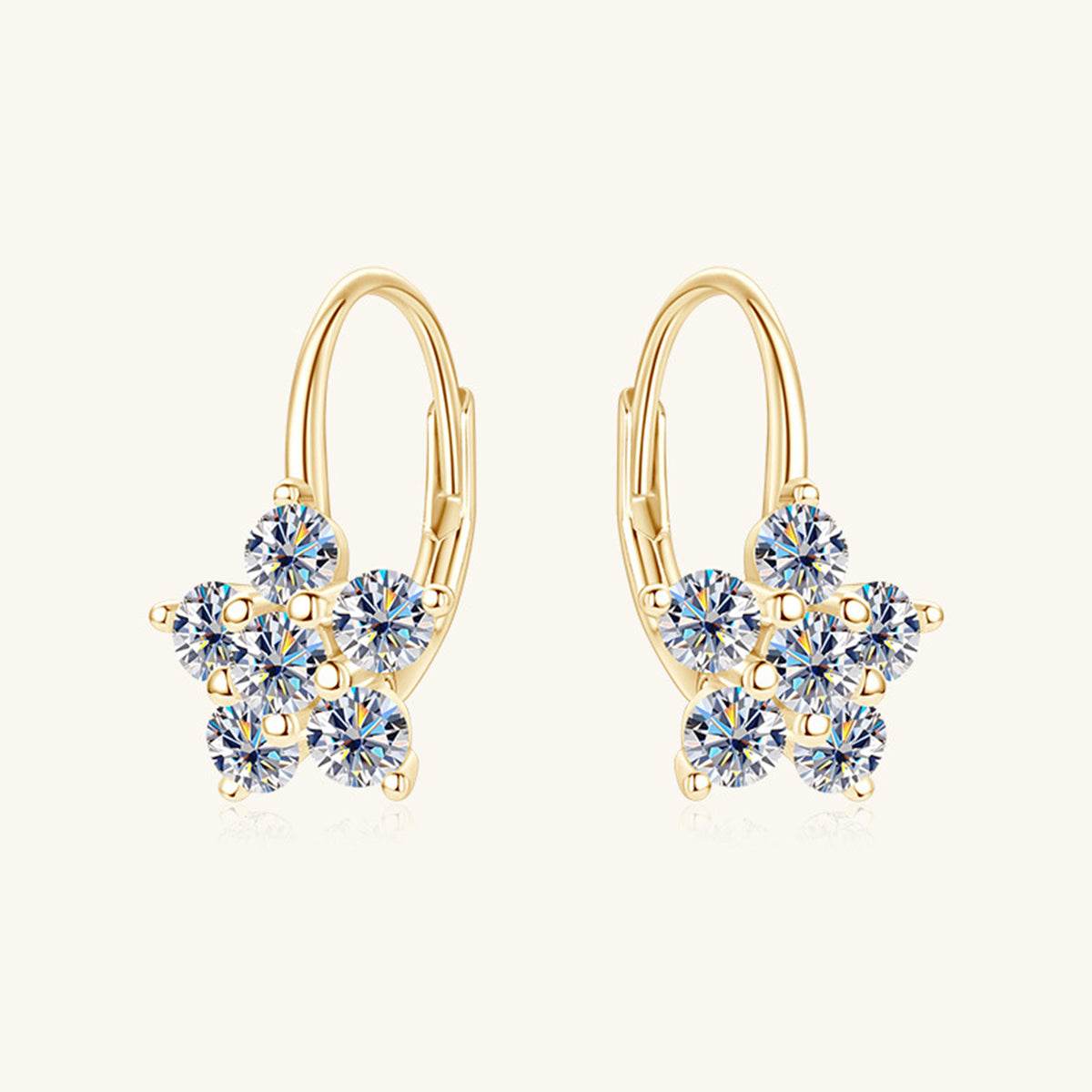 1.2 Carat 925 Sterling Silver Moissanite Flower Huggie Earrings - Rosa Apparel