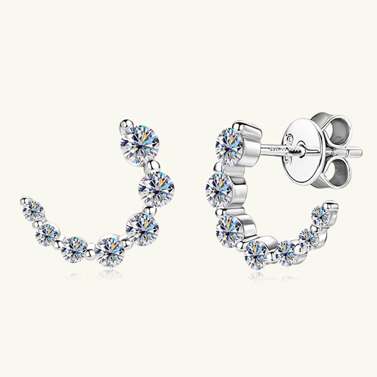 925 Sterling Silver Inlaid Moissanite Stud Earrings - Rosa Apparel