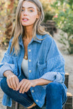 And The Why Button Down Corduroy Contrast Texture Long Sleeve Shacket - Rosa Apparel