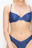 And The Why Denim Print Simple Bikini Swimsuits - Rosa Apparel