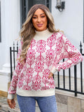 Angel Wings Flower Turtleneck Long Sleeve Sweater - Rosa Apparel