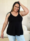 Basic Bae Full Size Lace Detail V-Neck Sleeveless Cutout Cami - Rosa Apparel