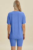 Basic Bae Full Size Ribbed V-Neck Short Sleeve Top and Shorts Set Stretchy Womenswear - Rosa Apparel