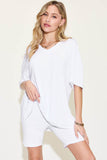 Basic Bae Full Size V-Neck Drop Shoulder Short Sleeves T-Shirt and Shorts Set - Rosa Apparel