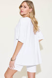 Basic Bae Full Size V-Neck Drop Shoulder Short Sleeves T-Shirt and Shorts Set - Rosa Apparel