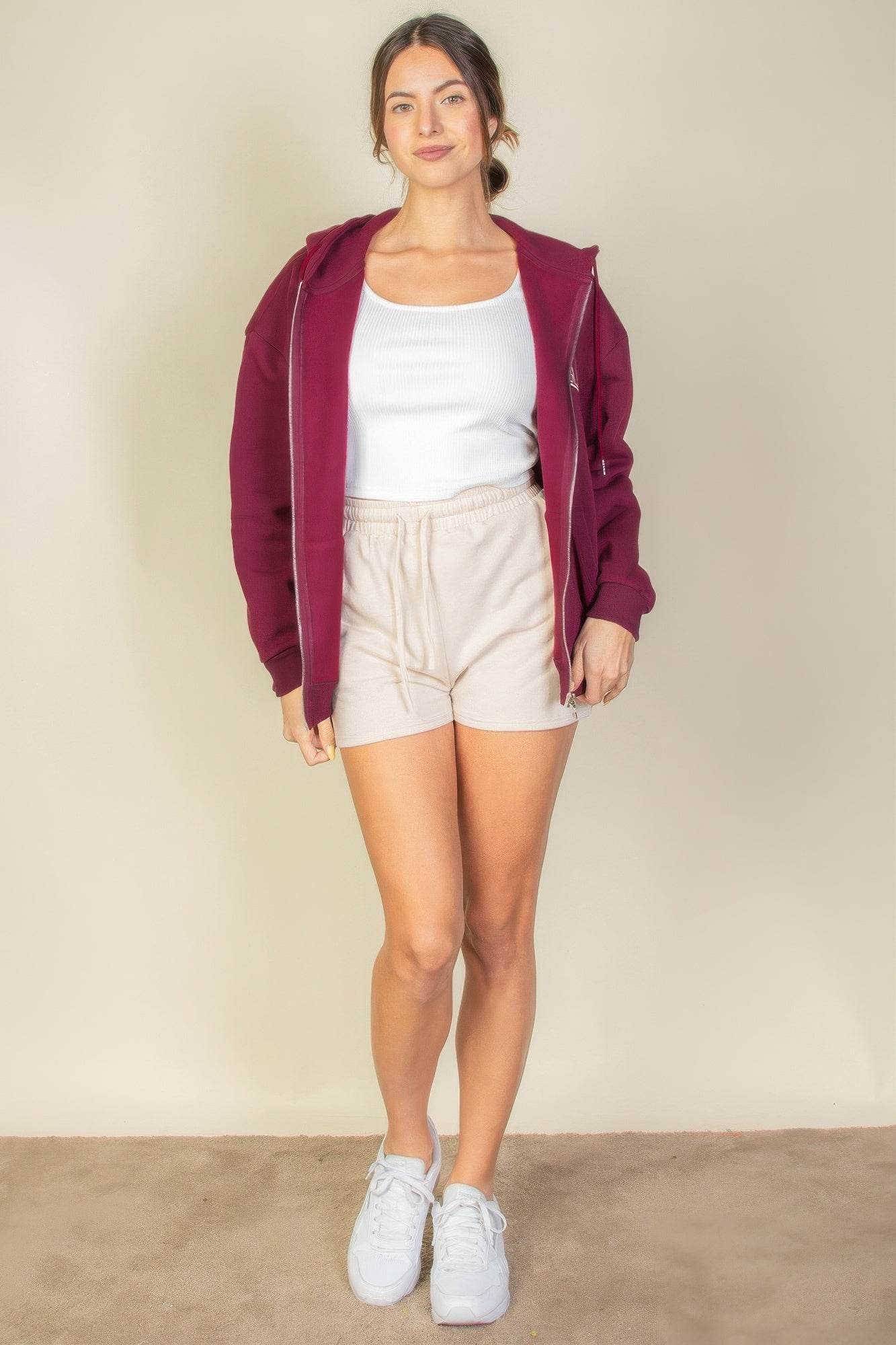 Brooklyn New York Graphic Drop Shoulder Zipper Up Hoodie - Rosa Apparel