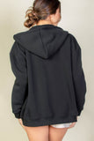 Brooklyn New York Graphic Drop Shoulder Zipper Up Hoodie - Rosa Apparel