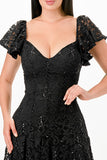 Butterfly sleeve lace dress