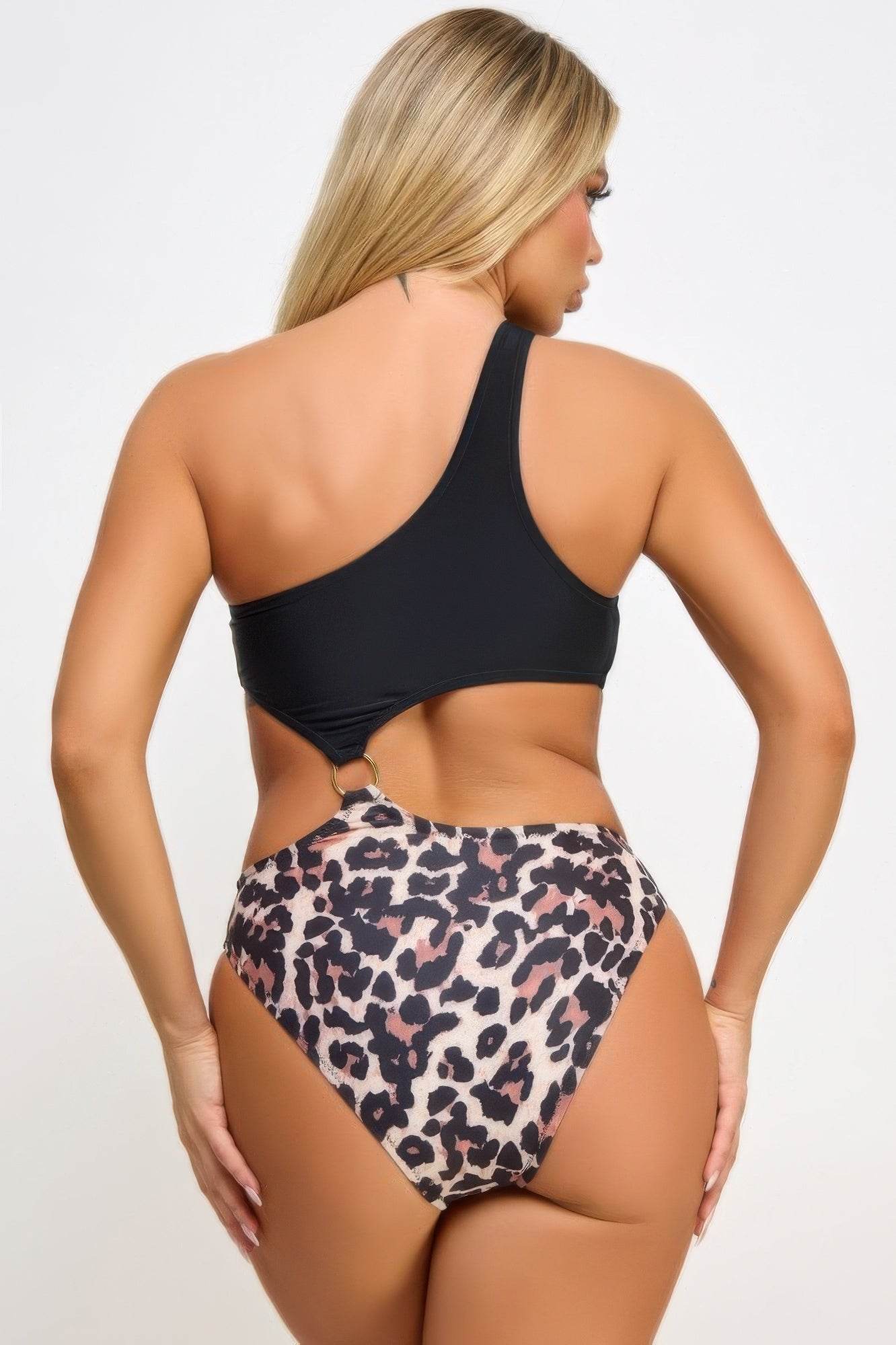 Calypso One-Piece One-Shoulder Metallic Ring Swimsuit - Rosa Apparel