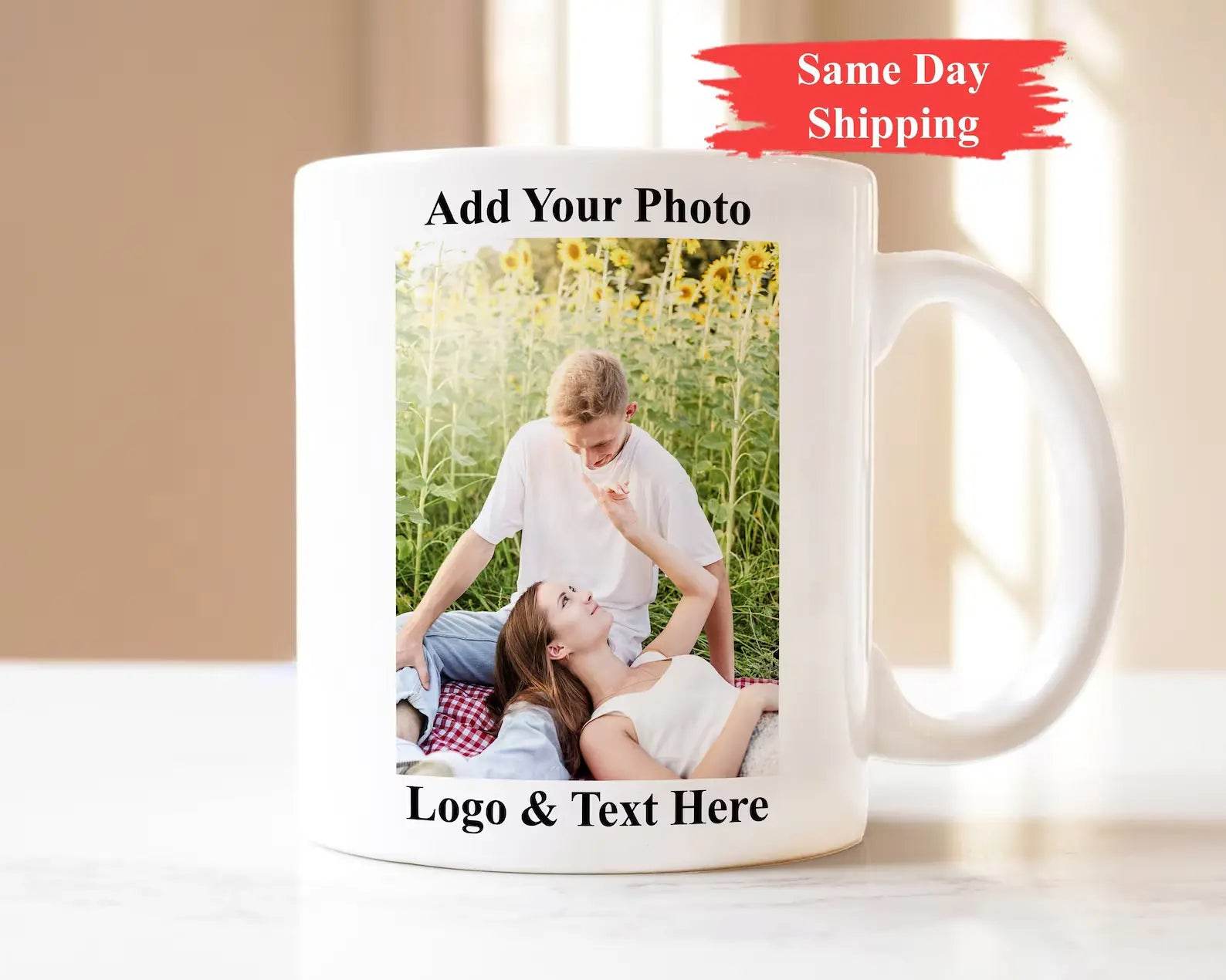 Custom Coffee Mug with Photo, Personalized Picture Coffee Cup, Anniversary Mug Gift for Him / Her, Customizable Logo-Text Mug - Rosa Apparel