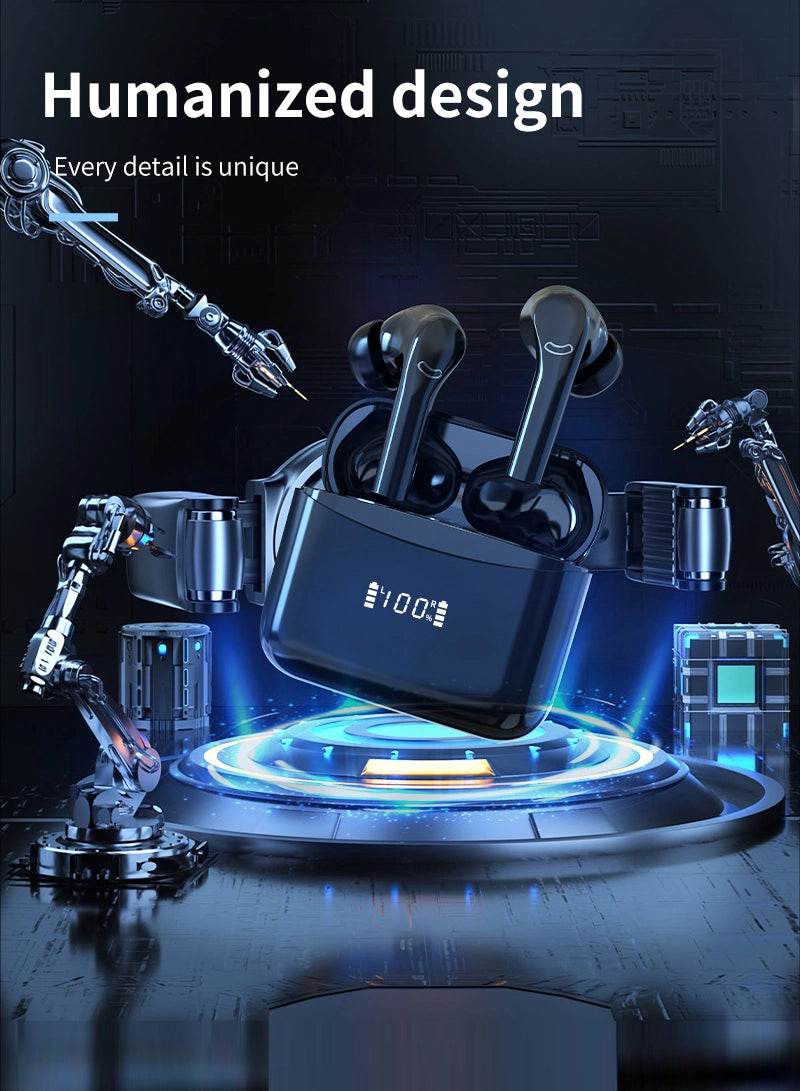 DZ-iTech Wireless Earbuds J5 Pro, ANC+ENC, Noise Cancelling Headsets TWS BT5.3. 36H of Usage time, LCD Power Display - Rosa Apparel