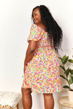 Devine Smocked Sweetheart Neck Flounce Sleeve Mini Dress - Rosa Apparel