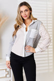 Double Take Color Block Curved Hem Shirt - Rosa Apparel