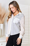 Double Take Color Block Curved Hem Shirt - Rosa Apparel
