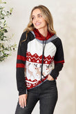 Double Take Full Size Christmas Drawstring Long Sleeve Hoodie - Rosa Apparel