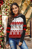 Double Take Full Size Christmas Drawstring Long Sleeve Hoodie - Rosa Apparel