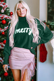 Double Take Full Size Merry Christmas Turtleneck Long Sleeve Sweater - Rosa Apparel