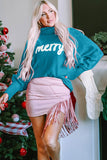 Double Take Full Size Merry Christmas Turtleneck Long Sleeve Sweater - Rosa Apparel
