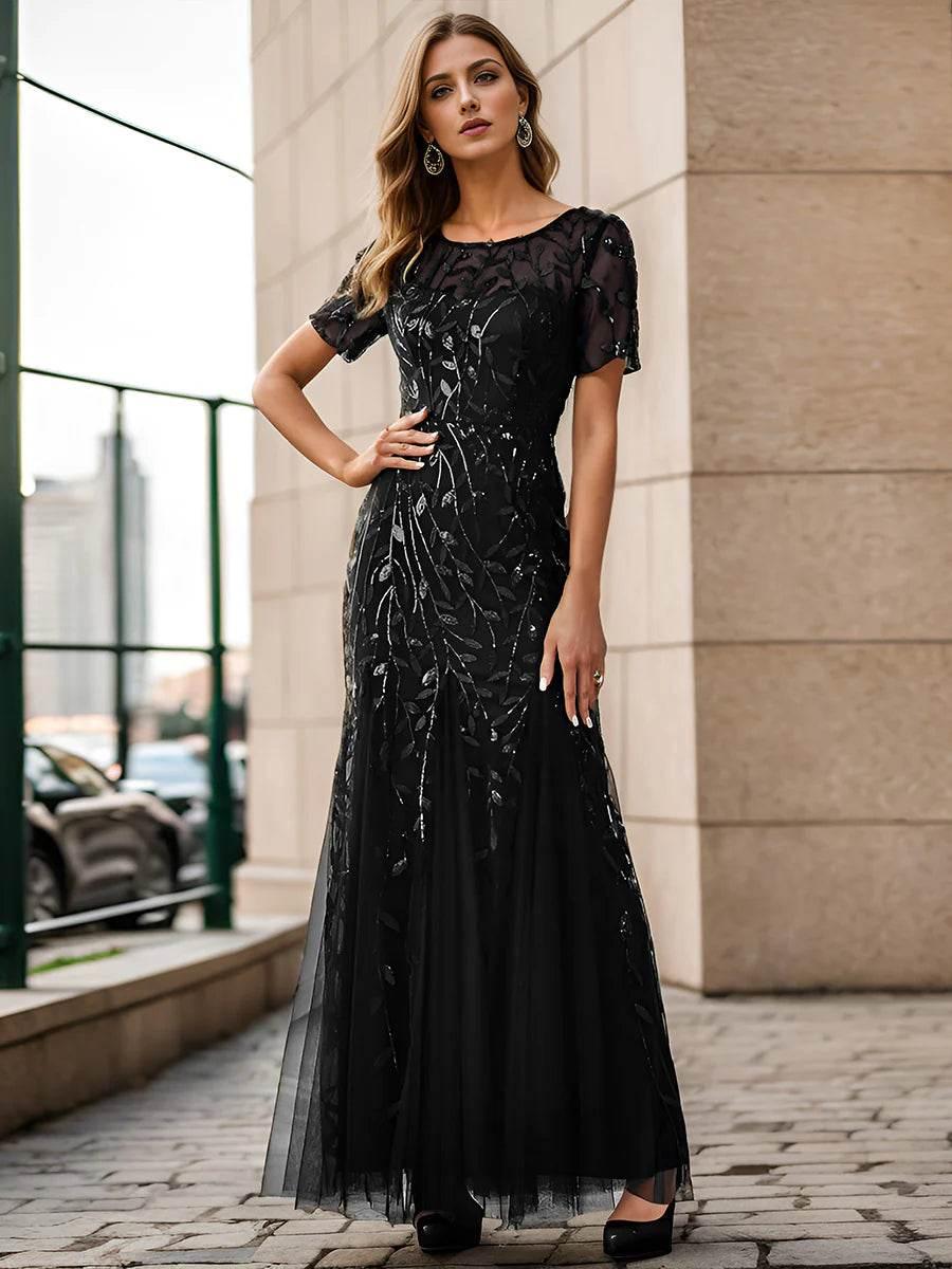 Sequin Shiny Fishtail Tulle Dresses - Rosa Apparel