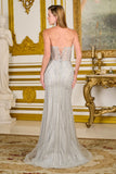 Elizabeth K Jewel Embellished Strapless Fitted Gown GL3781