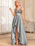 Ever Pretty Backless V-Neck Asymmetric Skirt Sleeveless Sparkly Dress - Rosa Apparel