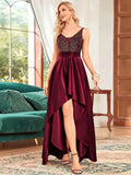 Ever Pretty Backless V-Neck Asymmetric Skirt Sleeveless Sparkly Dress - Rosa Apparel