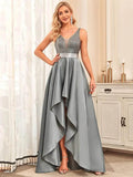 Ever Pretty Backless V-Neck Asymmetric Skirt Sleeveless Sparkly Dress - Rosa Apparel