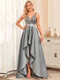 Ever Pretty Backless V-Neck Asymmetric Skirt Sleeveless Sparkly Dress - Rosa Apparel
