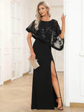 Ever Pretty Floor Length Side Split Round Neck Cover Sleeves Dress - Rosa Apparel