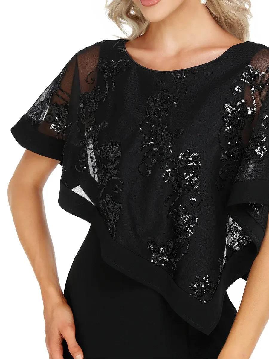 Ever Pretty Floor Length Side Split Round Neck Cover Sleeves Dress - Rosa Apparel
