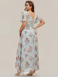Ever Pretty High-Low Chiffon Ruffle Sleeve Bridesmaid Wedding Guest Dress