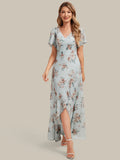 Ever Pretty High-Low Chiffon Ruffle Sleeve Bridesmaid Wedding Guest Dress
