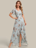 Ever Pretty High-Low Chiffon Ruffle Sleeve Bridesmaid Wedding Guest Dress