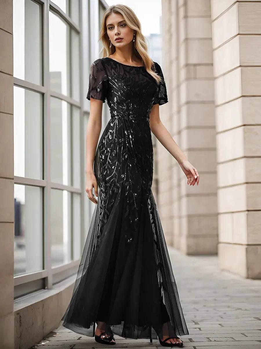 Sequin Shiny Fishtail Tulle Dresses - Rosa Apparel