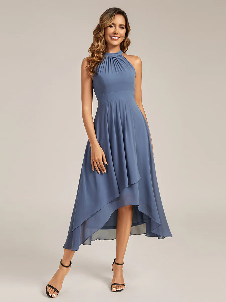 Ever Pretty Sleeveless Halter Neck A-Line High-Low Chiffon Dress
