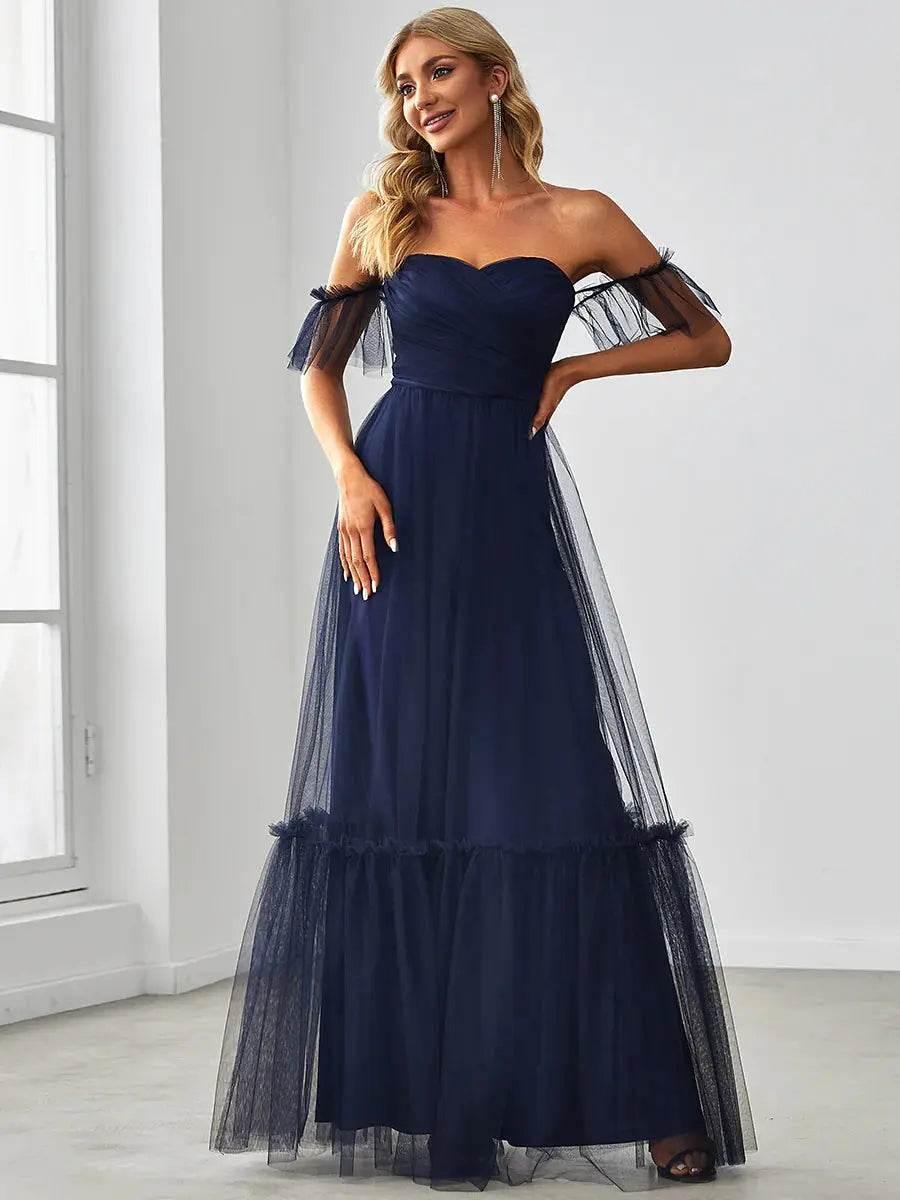 Ever Pretty Strapless A line Ruffles Sleeves Dresses - Rosa Apparel