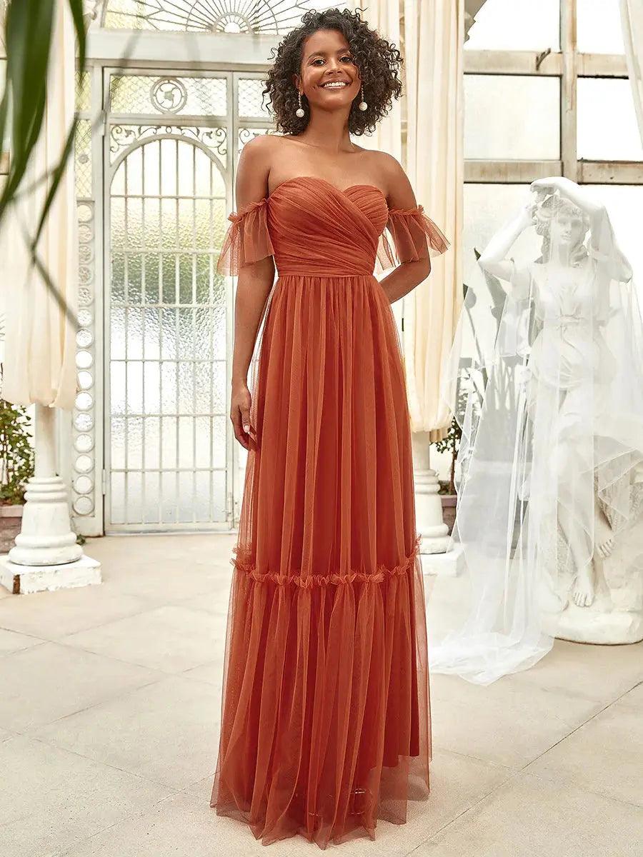 Ever Pretty Strapless A line Ruffles Sleeves Dresses - Rosa Apparel