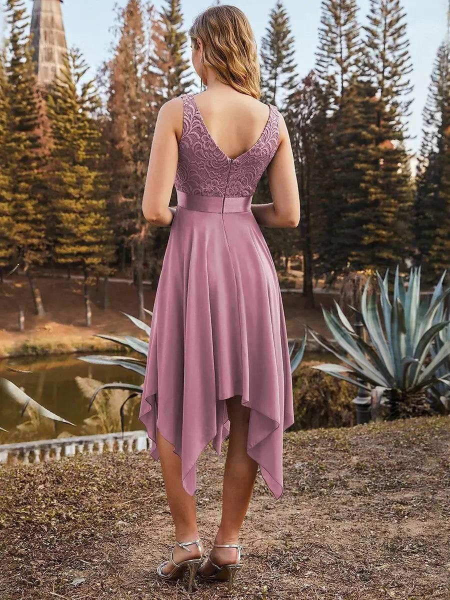 Ever Pretty V-neck Lace Chiffon A-Line Sleeveless Prom Dress - Rosa Apparel