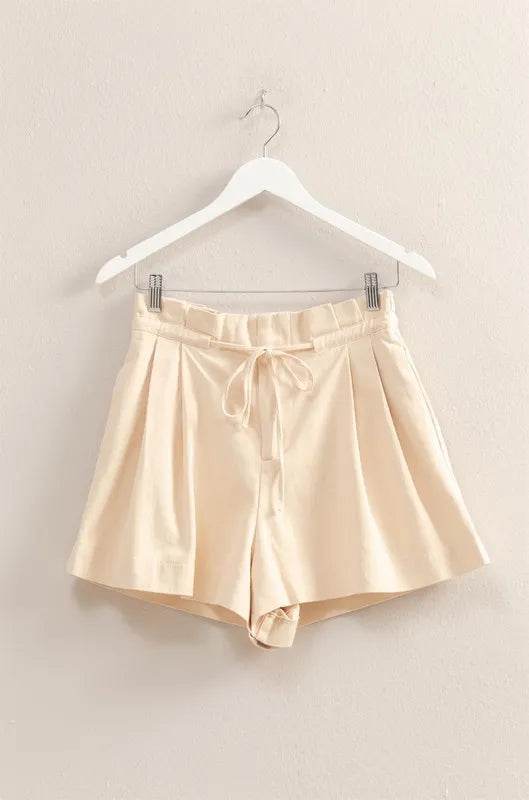 HYFVE High-Waisted Washed Twill Paperbag Shorts - Rosa Apparel