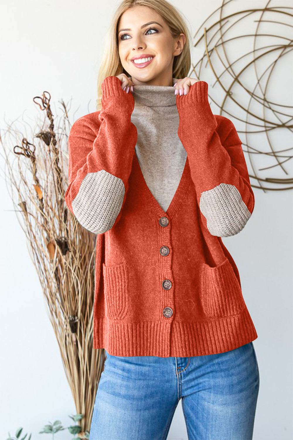 Heimish Full Size Long Sleeve V Neck Button Down Cardigan - Rosa Apparel