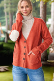 Heimish Full Size Long Sleeve V Neck Button Down Cardigan - Rosa Apparel