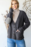 Heimish Full Size Long Sleeve V Neck Button Down Cardigan - Rosa Apparel