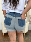 Judy Blue Full Size Color Block Denim Shorts Style #: 15256 - Rosa Apparel