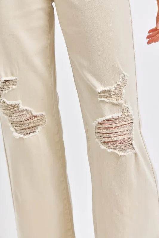 Judy Blue Full Size High Waist Distressed Wide Leg Jeans Style 88823 - Rosa Apparel