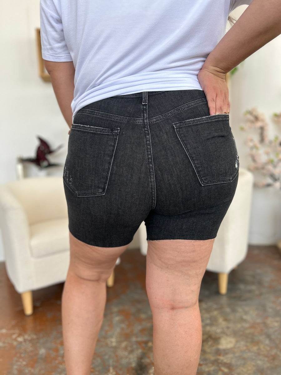 Judy Blue Full Size High Waist Tummy Control Denim Shorts Style #: 150252 - Rosa Apparel