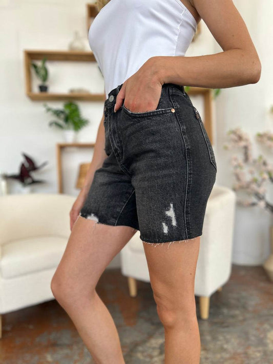 Judy Blue Full Size High Waist Tummy Control Denim Shorts Style #: 150252 - Rosa Apparel