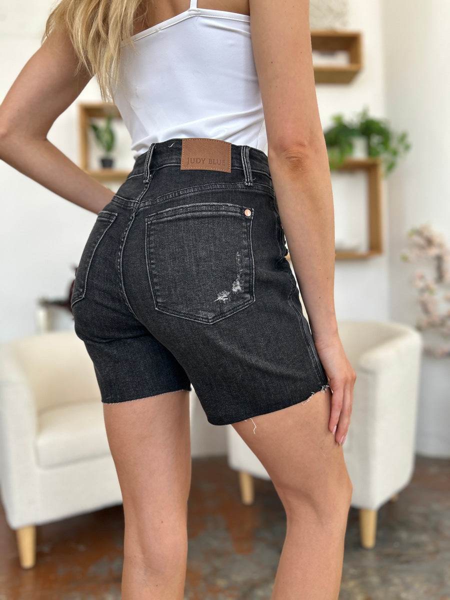 Judy Blue Full Size High Waist Tummy Control Denim Shorts Style #: 150252 - Rosa Apparel