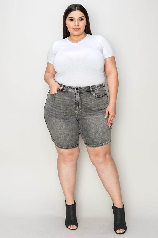 Judy Blue Full Size High Waist Washed Denim Shorts Style #:150230 - Rosa Apparel