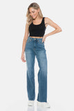Judy Blue Full Size Tummy Control Cut Raw Hem Straight Jeans 88848 - Rosa Apparel
